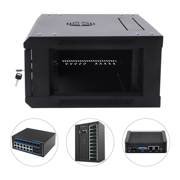 4U Series Wall Mount Cabinet Rack Enclosure - Black - Electriduct 4U Series Wall Mount Cabinet Rack Enclosure - Black - Electriduct